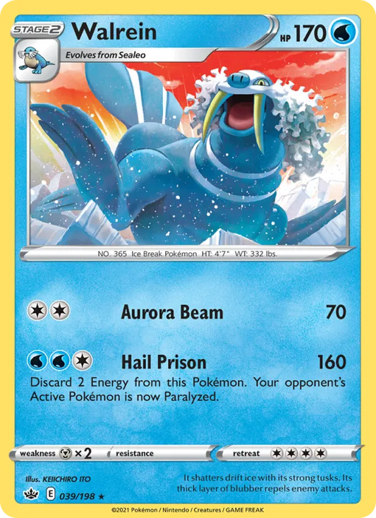 Walrein 39/198  - Reverse Holofoil SWSH06 Chilling Reign - Rare