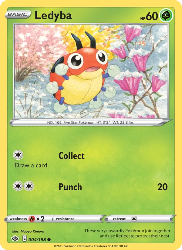 Ledyba 4/198  - Reverse Holofoil SWSH06 Chilling Reign - Common
