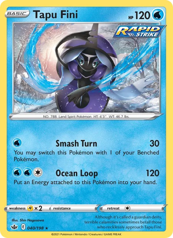 Tapu Fini 40/198  - Reverse Holofoil SWSH06 Chilling Reign - Holo Rare