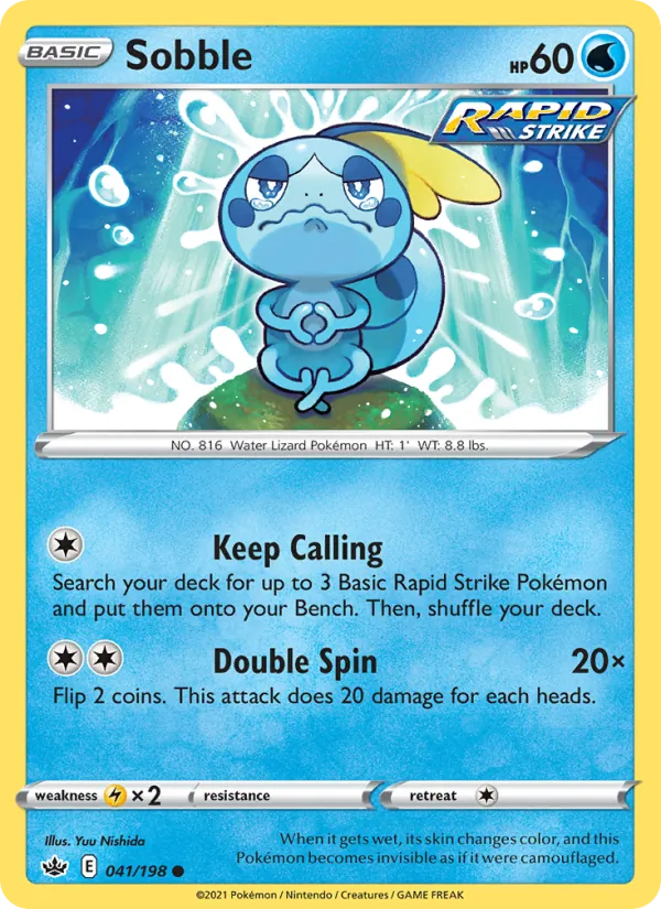 Sobble 41/198  - Reverse Holofoil SWSH06 Chilling Reign - Common