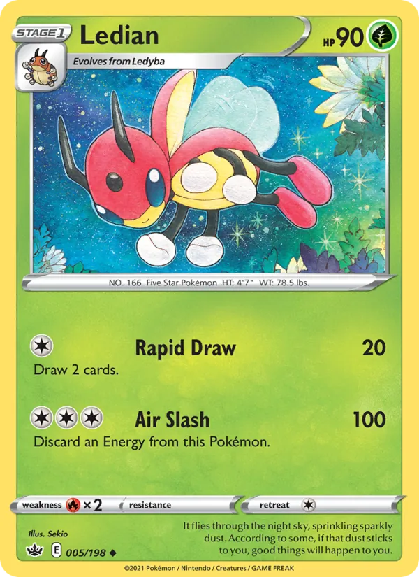 Ledian 5/198  - Reverse Holofoil SWSH06 Chilling Reign - Uncommon