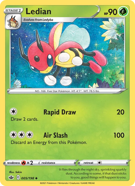 Ledian 5/198  - Reverse Holofoil SWSH06 Chilling Reign - Uncommon