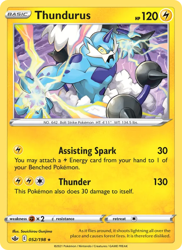 Thundurus 52/198  - Reverse Holofoil SWSH06 Chilling Reign - Holo Rare