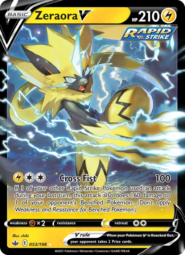 Zeraora V 53/198  - Holofoil SWSH06 Chilling Reign - Holo Rare V