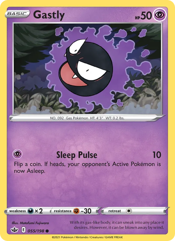 Gastly 55/198  - Reverse Holofoil SWSH06 Chilling Reign - Common