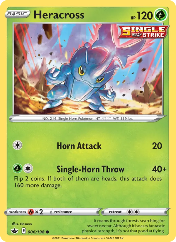 Heracross 6/198  - Reverse Holofoil SWSH06 Chilling Reign - Common