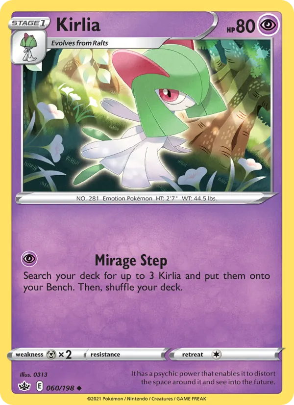 Kirlia 60/198  - Reverse Holofoil SWSH06 Chilling Reign - Uncommon