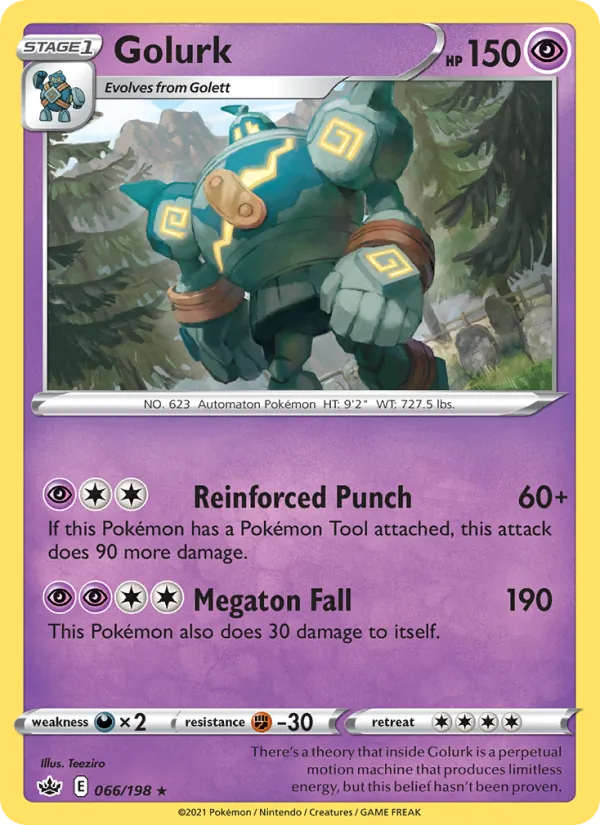 Golurk 66/198  - Reverse Holofoil SWSH06 Chilling Reign - Rare