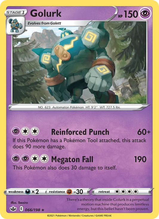 Golurk 66/198  - Reverse Holofoil SWSH06 Chilling Reign - Rare