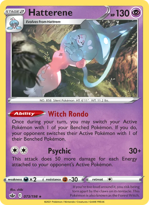 Hatterene 73/198  - Reverse Holofoil SWSH06 Chilling Reign - Holo Rare