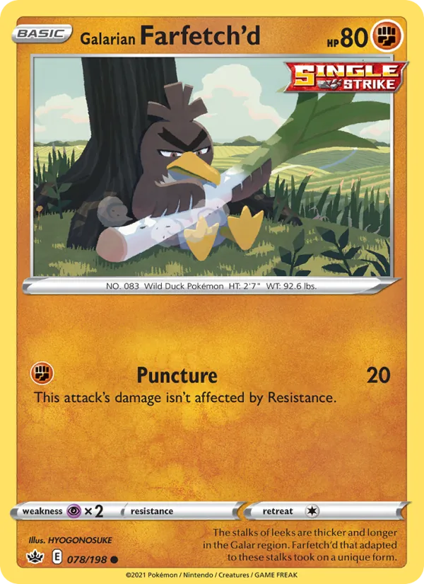 Galarian Farfetch'd 78/198  - Reverse Holofoil SWSH06 Chilling Reign - Common