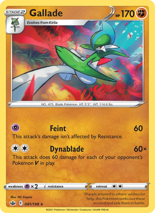 Gallade 81/198  - Reverse Holofoil SWSH06 Chilling Reign - Rare