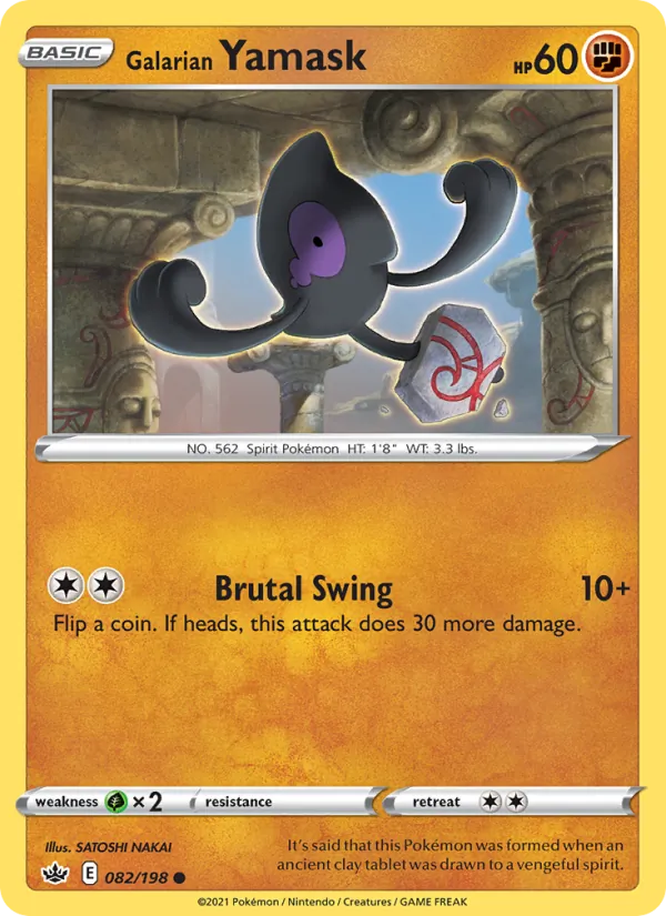 Galarian Yamask 82/198  - Reverse Holofoil SWSH06 Chilling Reign - Common
