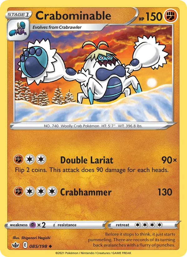 Crabominable 85/198  - Reverse Holofoil SWSH06 Chilling Reign - Uncommon