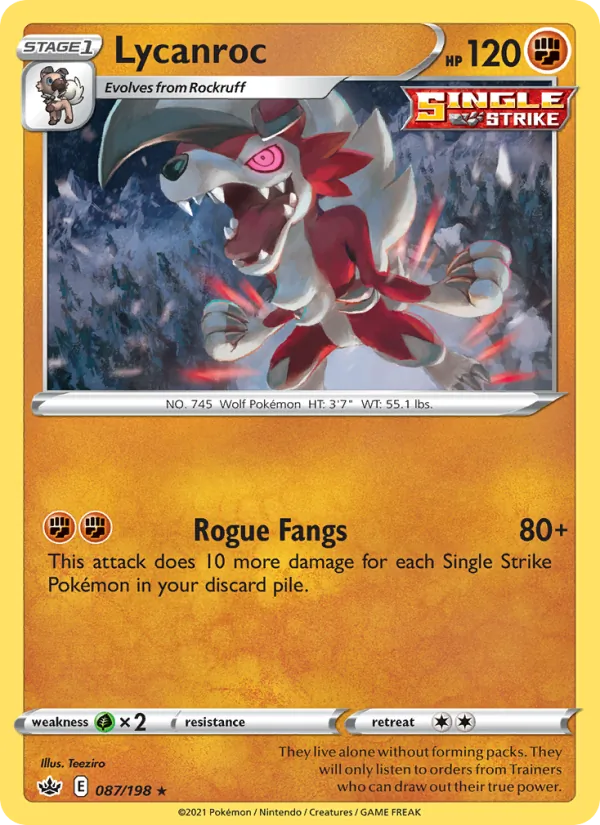 Lycanroc 87/198  - Holofoil SWSH06 Chilling Reign - Holo Rare