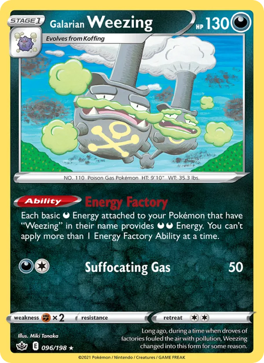 Galarian Weezing 96/198  - Reverse Holofoil SWSH06 Chilling Reign - Rare