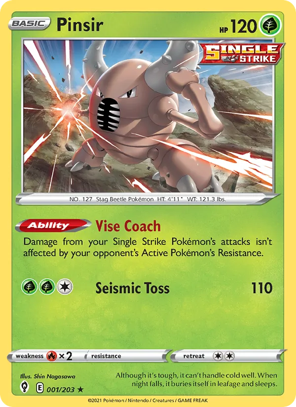 Pinsir 1/203  - Reverse Holofoil SWSH07 Evolving Skies - Rare