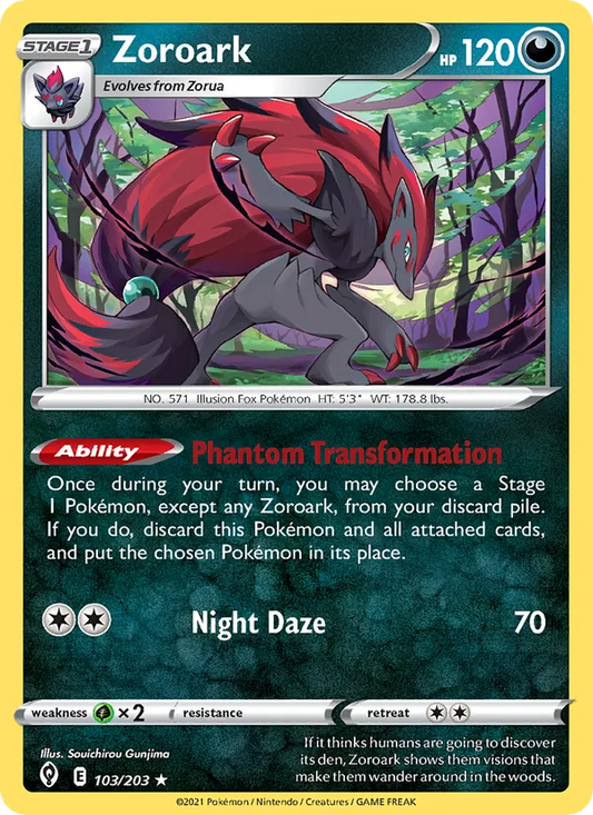 Zoroark 103/203  - Holofoil SWSH07 Evolving Skies - Holo Rare