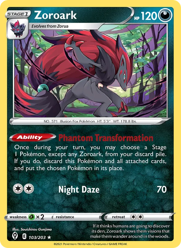 Zoroark 103/203  - Reverse Holofoil SWSH07 Evolving Skies - Holo Rare