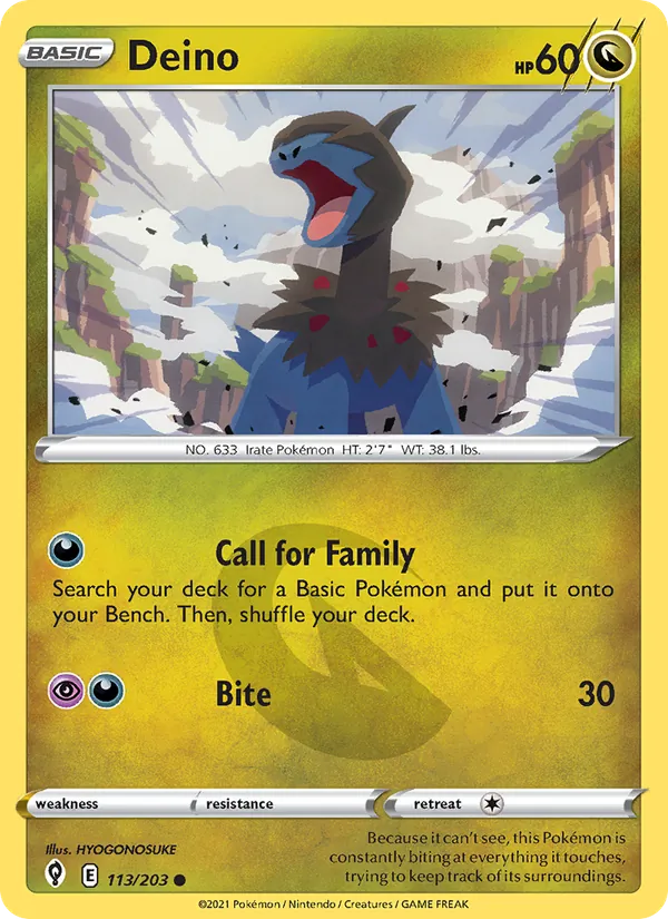 Deino 113/203  - Reverse Holofoil SWSH07 Evolving Skies - Common