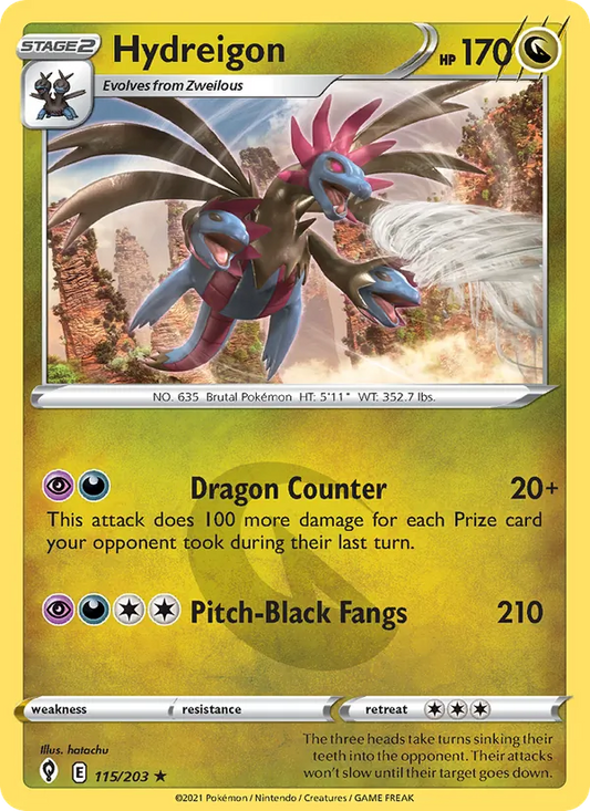 Hydreigon 115/203  - Holofoil SWSH07 Evolving Skies - Holo Rare