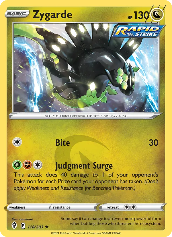 Zygarde 118/203  - Holofoil SWSH07 Evolving Skies - Holo Rare