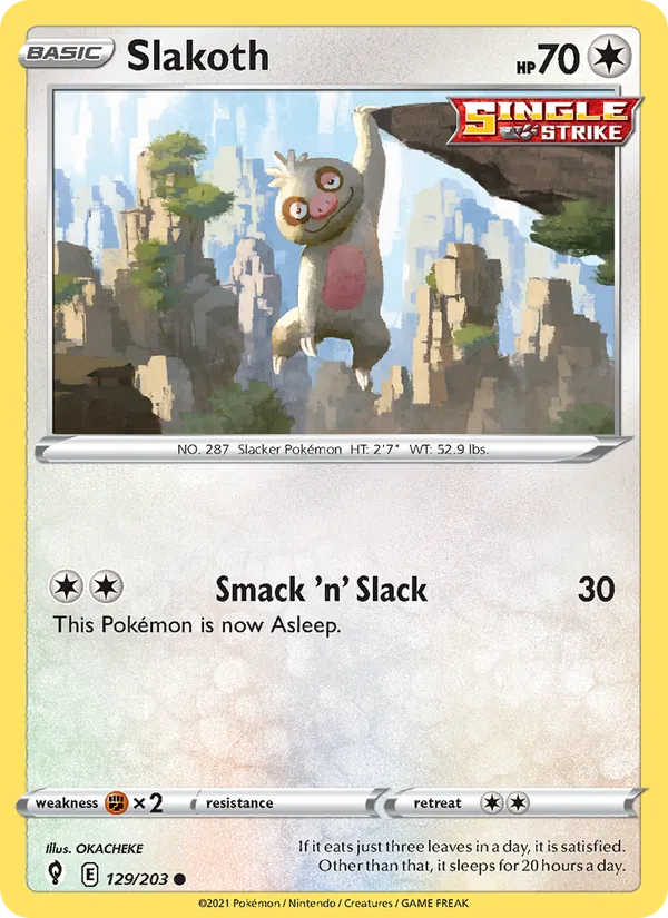 Slakoth 129/203  - Reverse Holofoil SWSH07 Evolving Skies - Common
