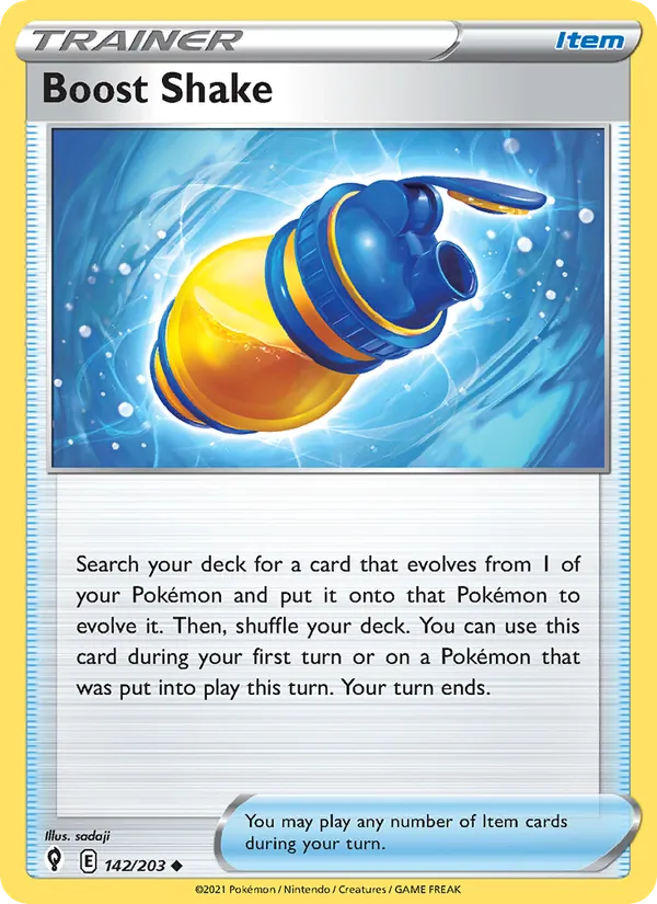 Boost Shake 142/203  - Reverse Holofoil SWSH07 Evolving Skies - Uncommon