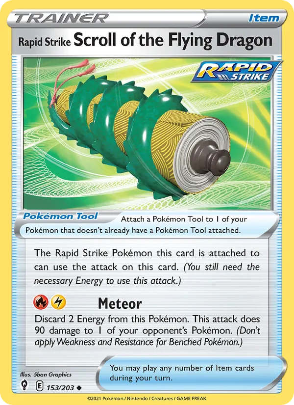 Rapid Strike Scroll of the Flying Dragon 153/203  - Reverse Holofoil SWSH07 Evolving Skies - Uncommon