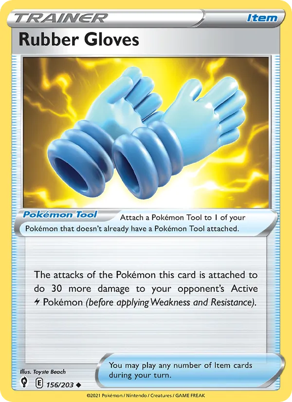 Rubber Gloves 156/203  - Reverse Holofoil SWSH07 Evolving Skies - Uncommon