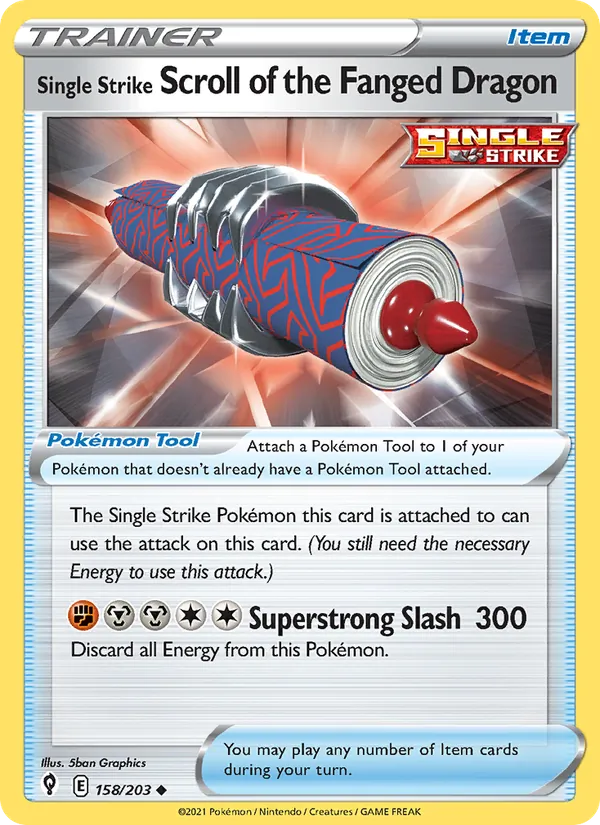 Single Strike Scroll of the Fanged Dragon 158/203  - Reverse Holofoil SWSH07 Evolving Skies - Uncommon