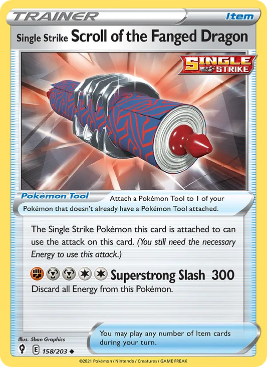 Single Strike Scroll of the Fanged Dragon 158/203  - Reverse Holofoil SWSH07 Evolving Skies - Uncommon