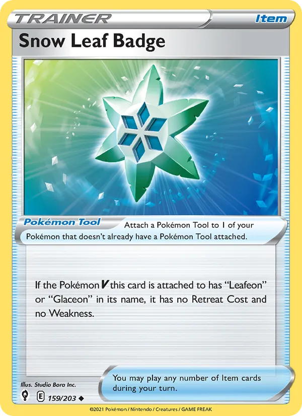 Snow Leaf Badge 159/203  - Reverse Holofoil SWSH07 Evolving Skies - Uncommon