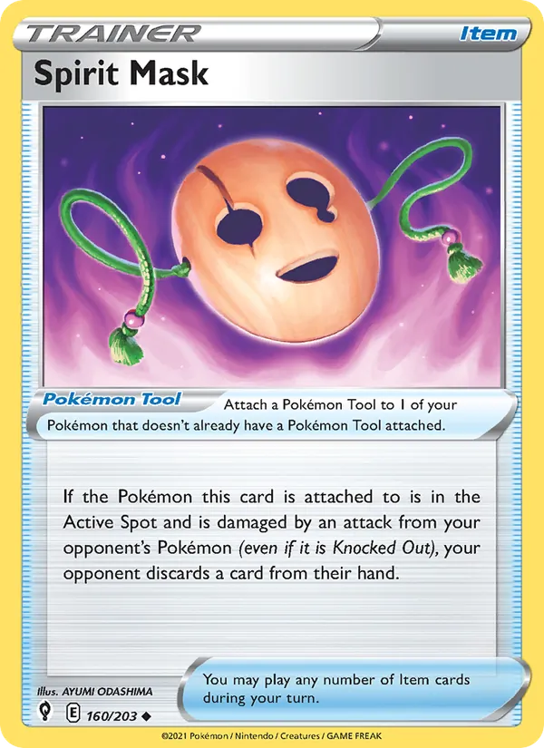 Spirit Mask 160/203  - Reverse Holofoil SWSH07 Evolving Skies - Uncommon