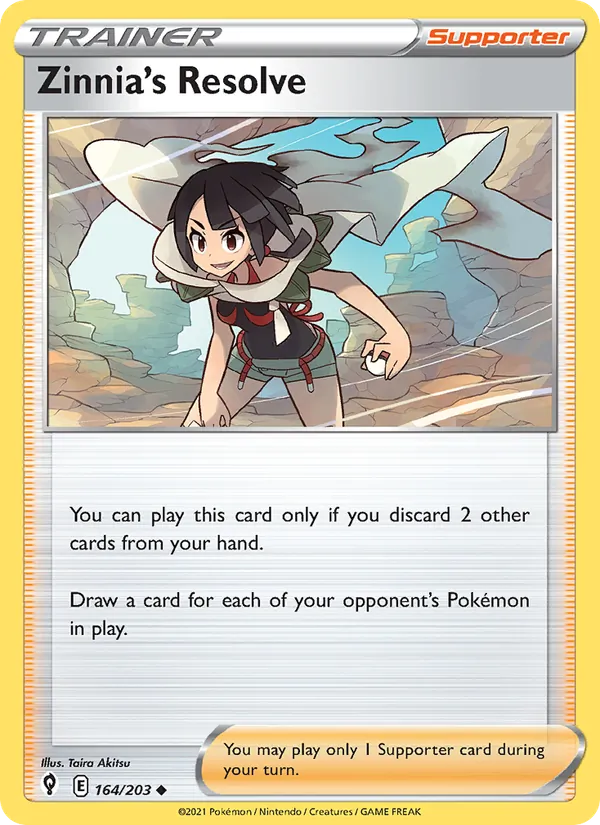 Zinnia's Resolve 164/203  - Reverse Holofoil SWSH07 Evolving Skies - Uncommon