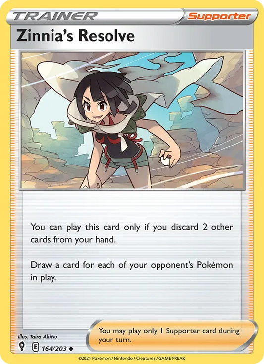 Zinnia's Resolve 164/203  - Reverse Holofoil SWSH07 Evolving Skies - Uncommon