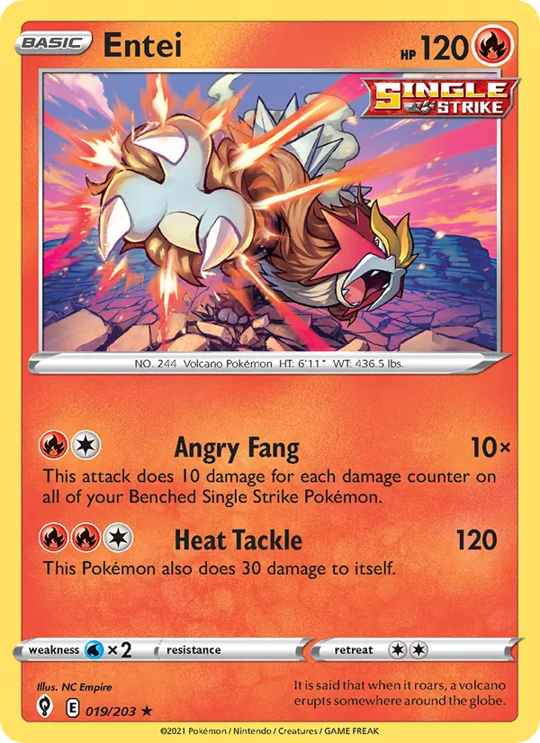 Entei 19/203  - Holofoil SWSH07 Evolving Skies - Holo Rare