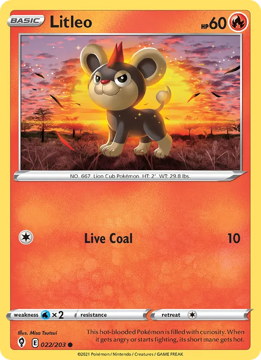 Litleo 22/203  - Reverse Holofoil SWSH07 Evolving Skies - Common