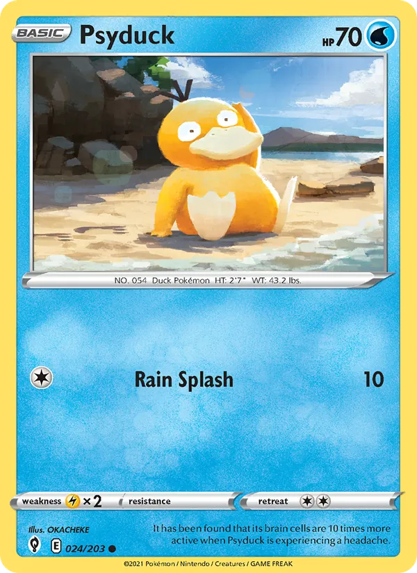 Psyduck 24/203  - Reverse Holofoil SWSH07 Evolving Skies - Common