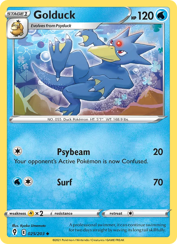 Golduck 25/203  - Reverse Holofoil SWSH07 Evolving Skies - Uncommon