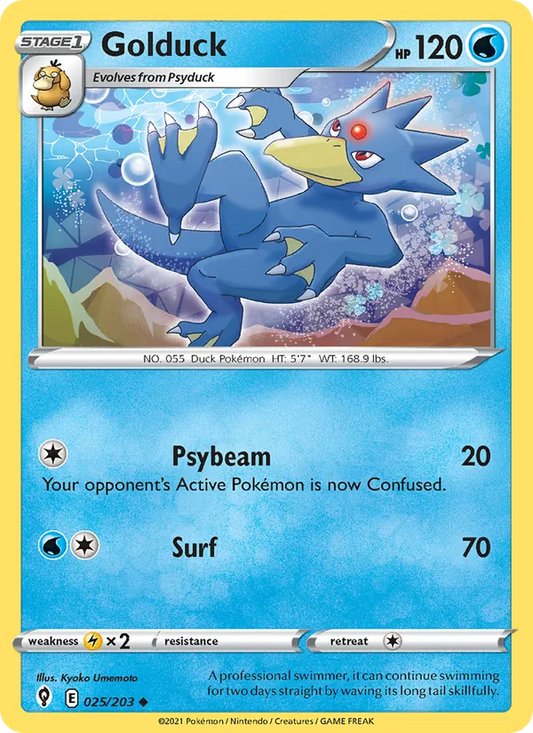 Golduck 25/203  - Reverse Holofoil SWSH07 Evolving Skies - Uncommon