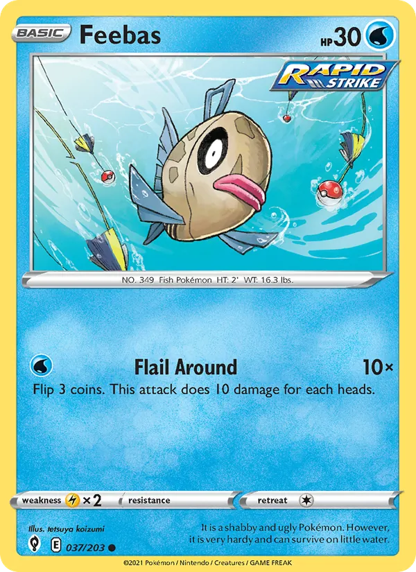 Feebas 37/203  - Reverse Holofoil SWSH07 Evolving Skies - Common