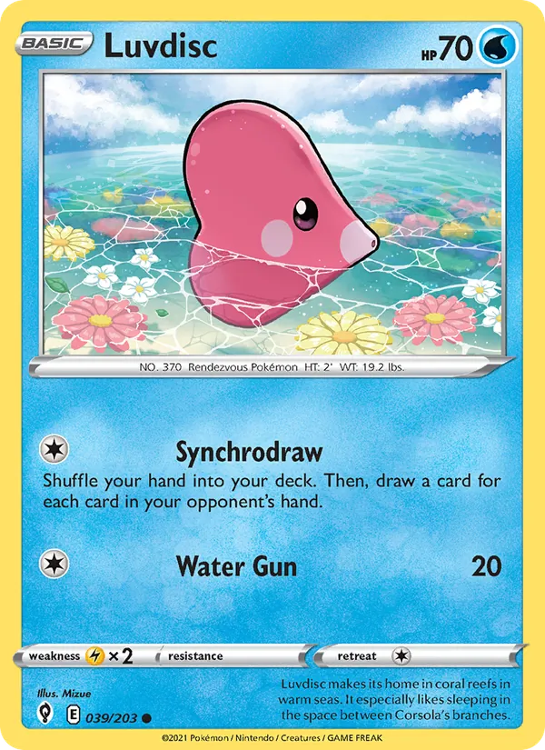 Luvdisc 39/203  - Reverse Holofoil SWSH07 Evolving Skies - Common