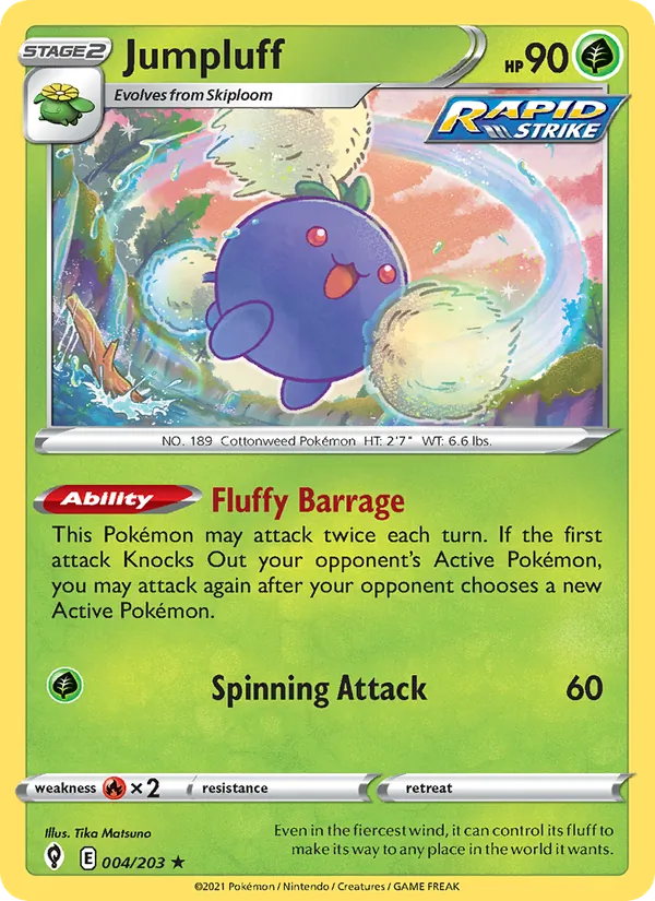 Jumpluff 4/203  - Reverse Holofoil SWSH07 Evolving Skies - Holo Rare