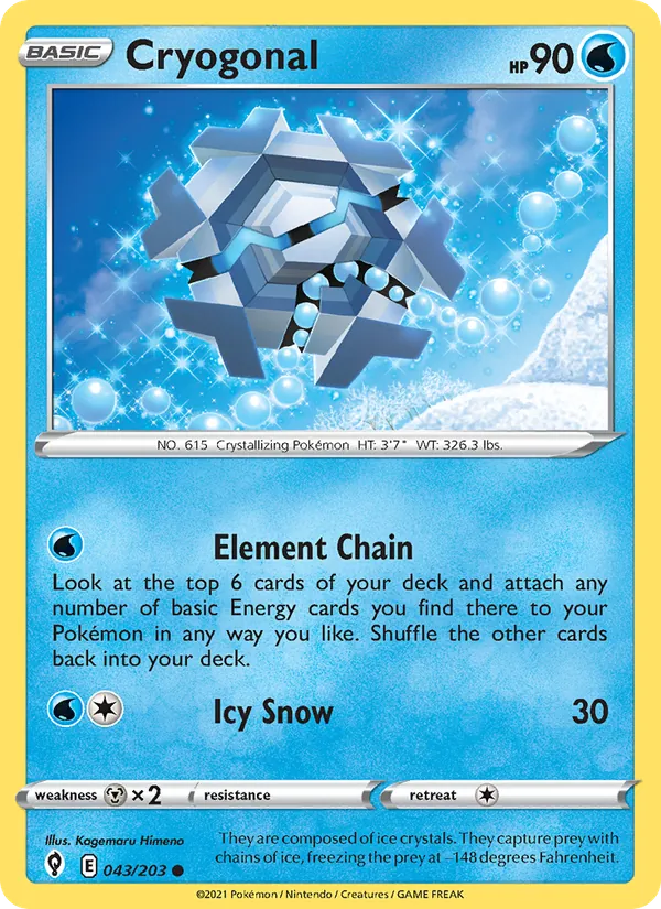 Cryogonal 43/203  - Reverse Holofoil SWSH07 Evolving Skies - Common