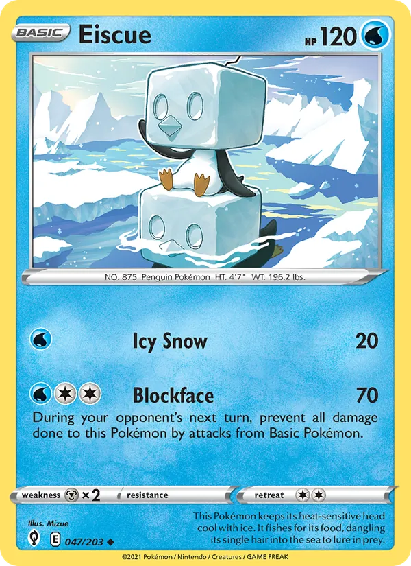Eiscue 47/203  - Reverse Holofoil SWSH07 Evolving Skies - Uncommon