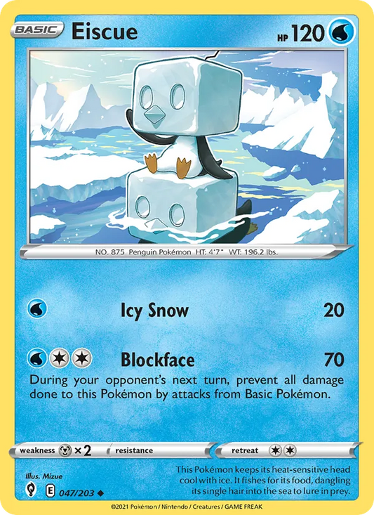 Eiscue 47/203  - Reverse Holofoil SWSH07 Evolving Skies - Uncommon