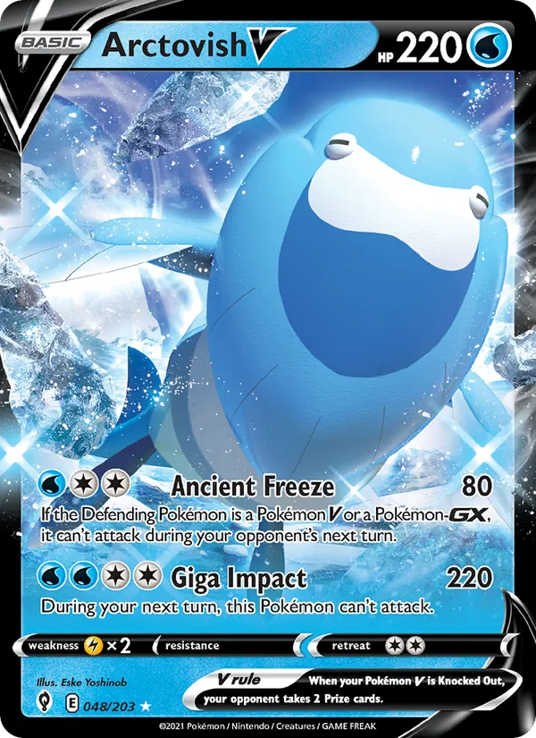 Arctovish V 48/203  - Holofoil SWSH07 Evolving Skies - Holo Rare V