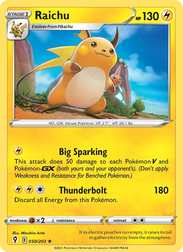 Raichu 50/203  - Holofoil SWSH07 Evolving Skies - Holo Rare