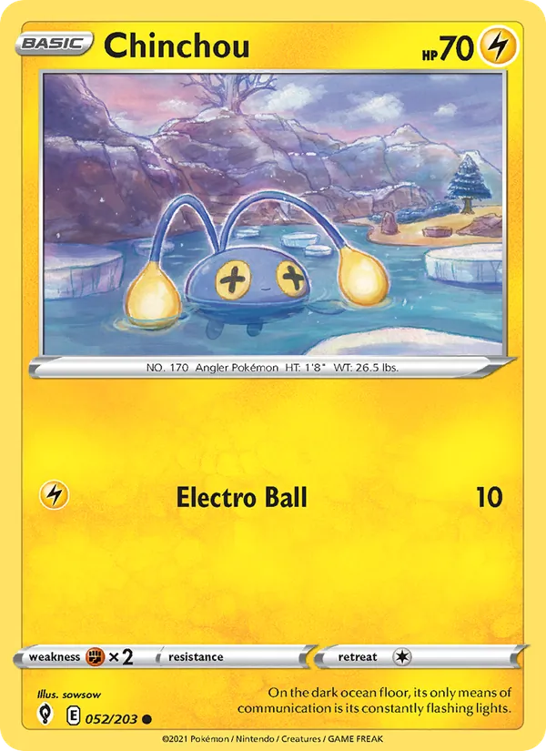 Chinchou 52/203  - Reverse Holofoil SWSH07 Evolving Skies - Common